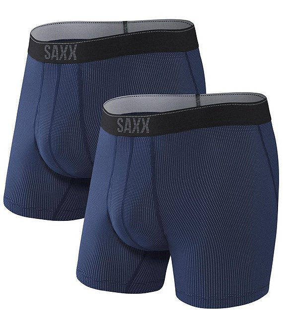 Saxx Mens Quest Quick Dry Mesh Boxer Brief 2 Pack Apparel SAXX Midnight Blue/Midnight Blue Small