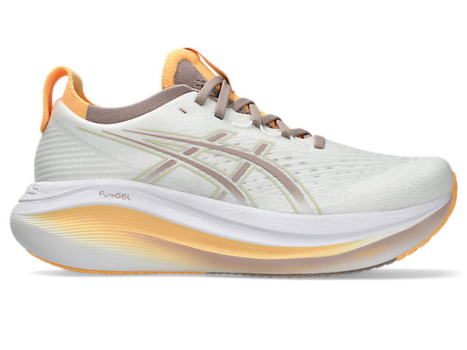 ASICS Women's Gel-Nimbus 27 Footwear ASICS White/Fawn-103 8 Medium-B