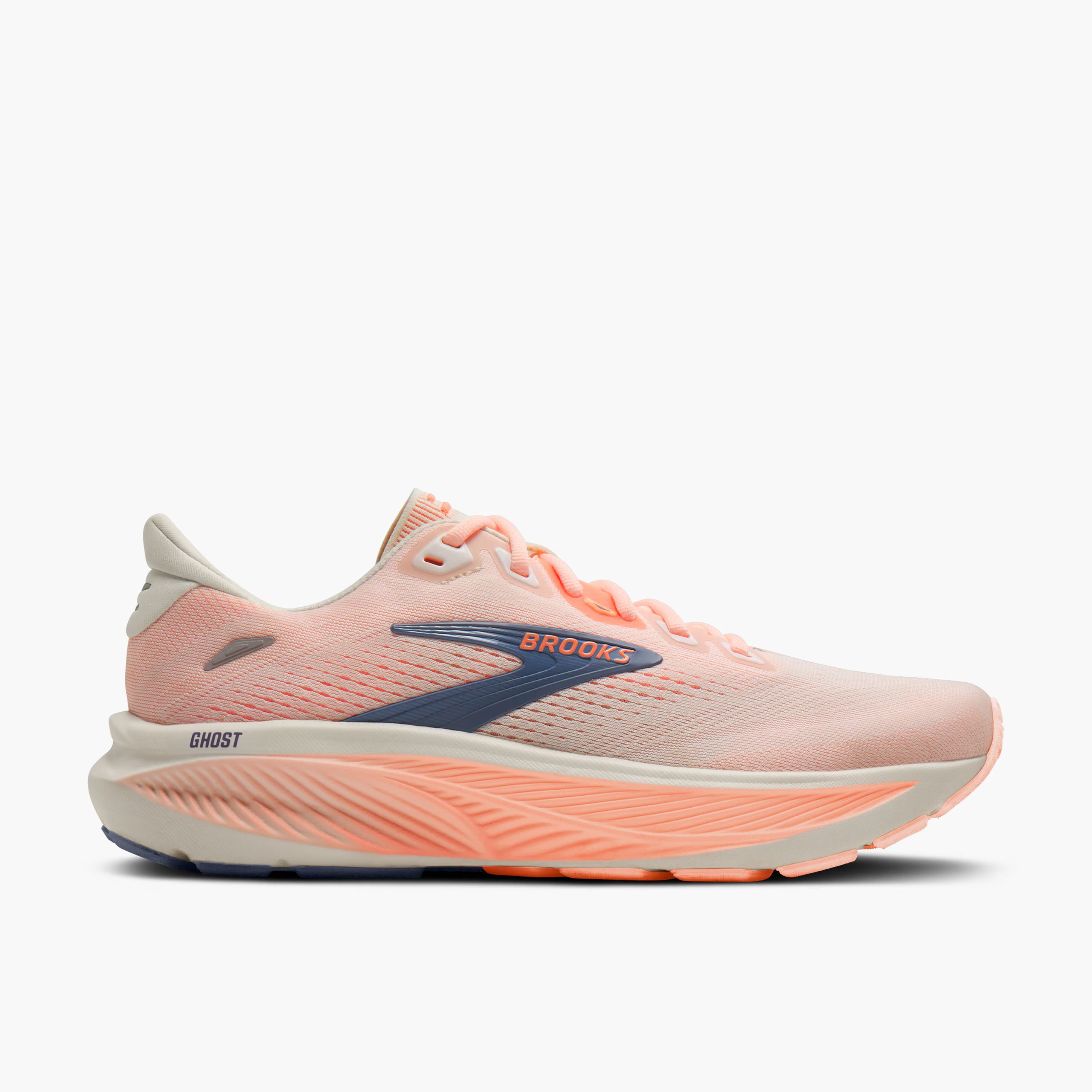 Brooks Women's Ghost 18 Footwear Brooks Star White/Cyber Peach/Grey-161 5.5 Medium-B