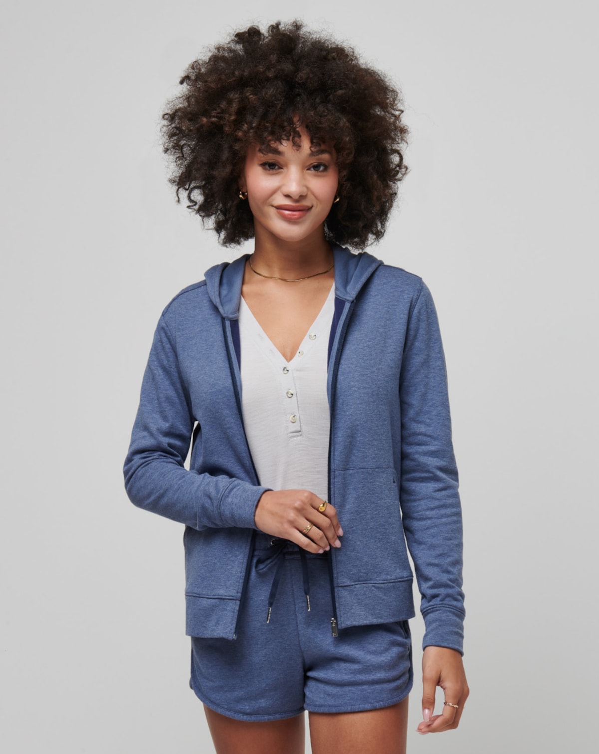 TravisMathew Women's Cloud Fleece Full Zip Hoodie TravisMathew Heather Navy XSmall
