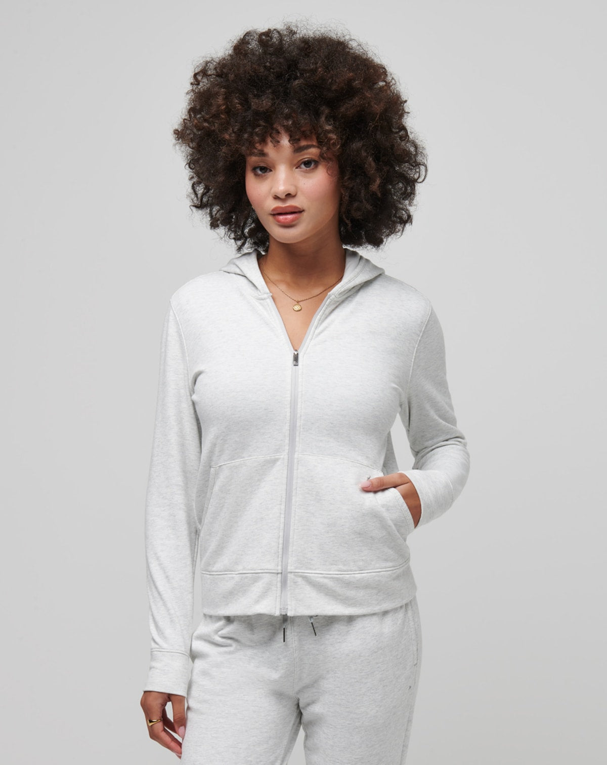 TravisMathew Women's Cloud Fleece Full Zip Hoodie TravisMathew Heather Light Grey XSmall