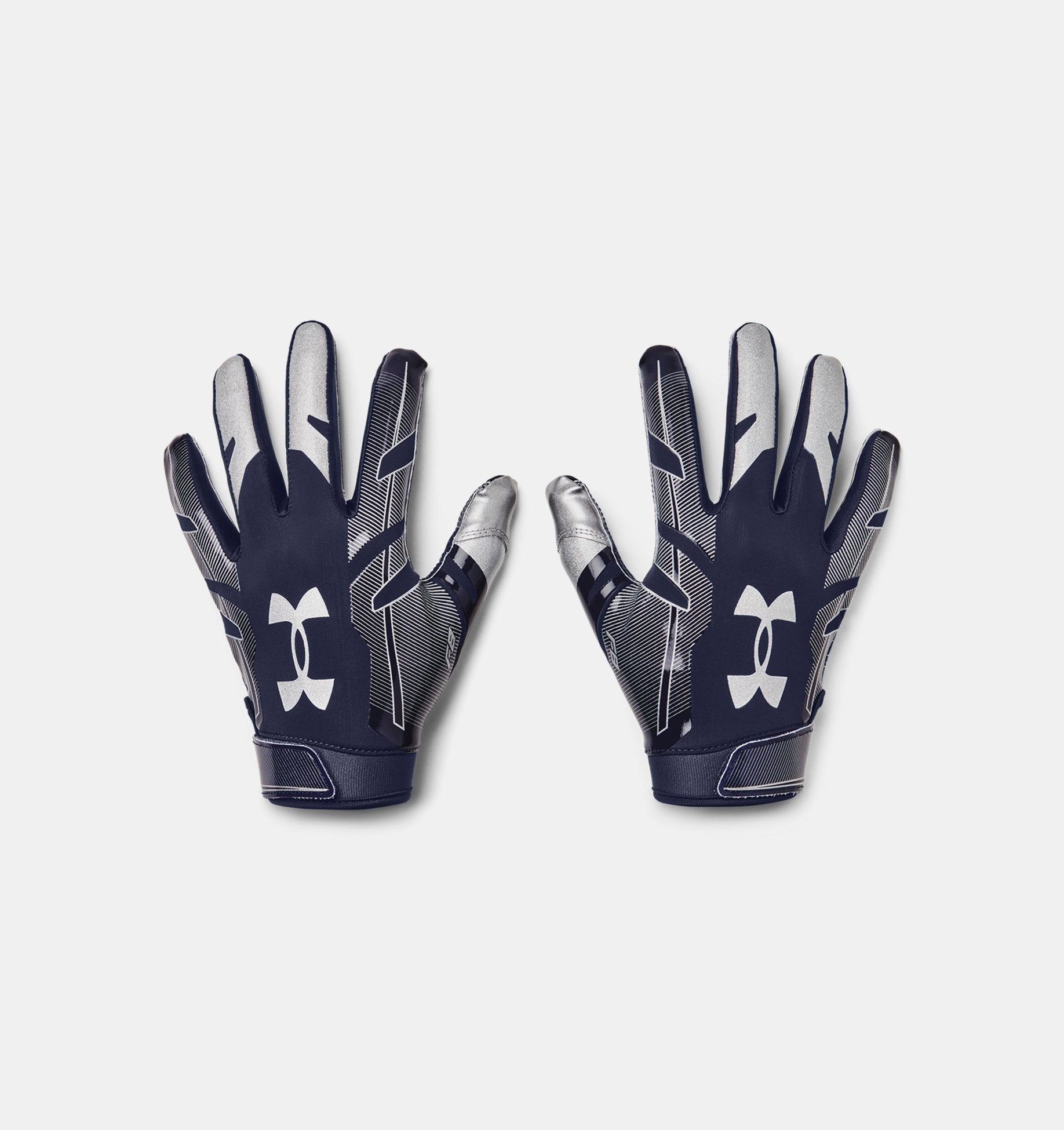 Under Armour Mens F8 Football Gloves Accessories Under Armour Midnight Navy/Metallic Silver-410 Small
