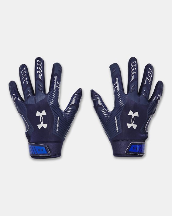 Under Armour Youth F9 Nitro Football Gloves Accessories Under Armour Midnight Navy/Metallic SIlver-410 Youth Small
