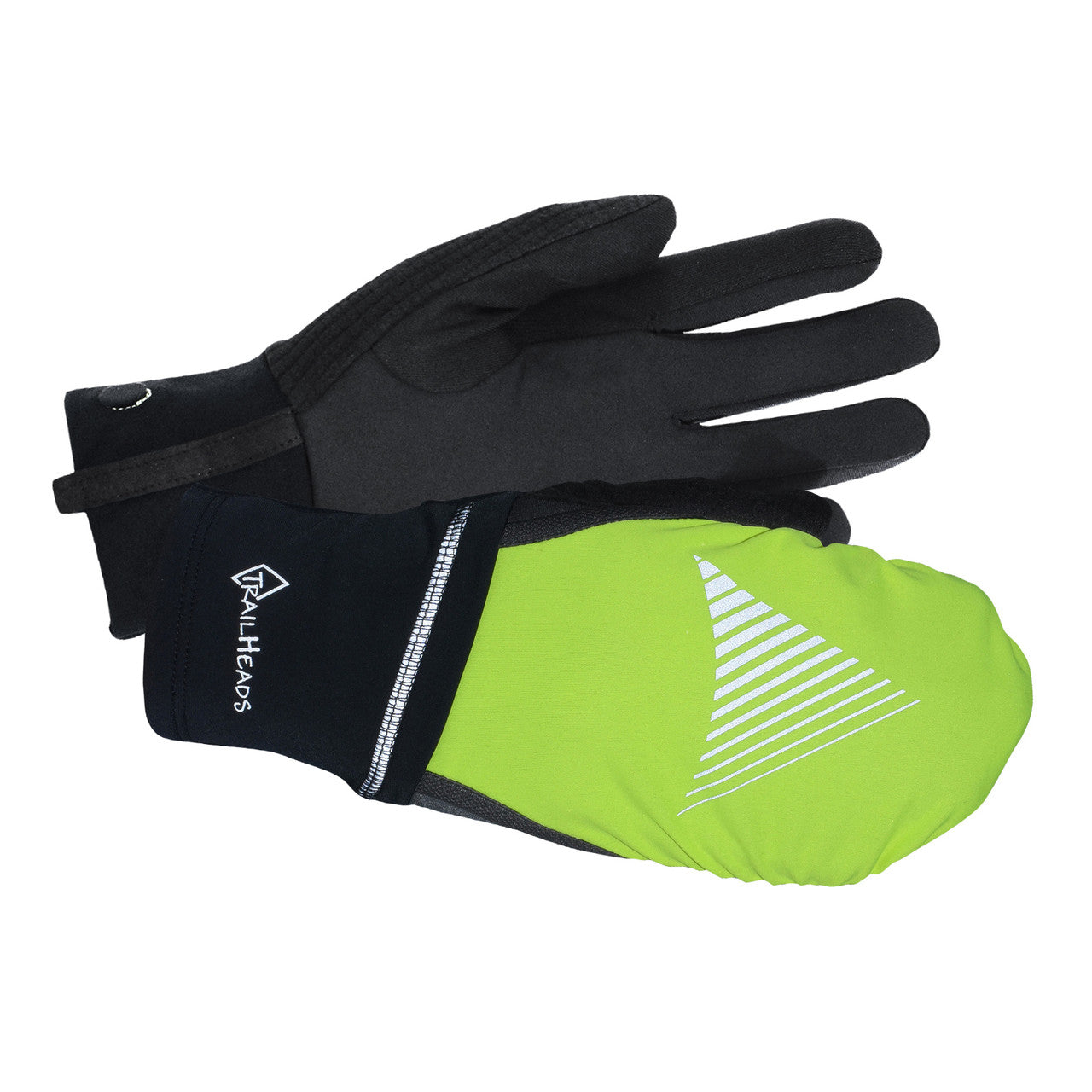 TrailHeads Men's Convertible Running Gloves Accessories TRAILHEADS Black/Hi-Vis S/M