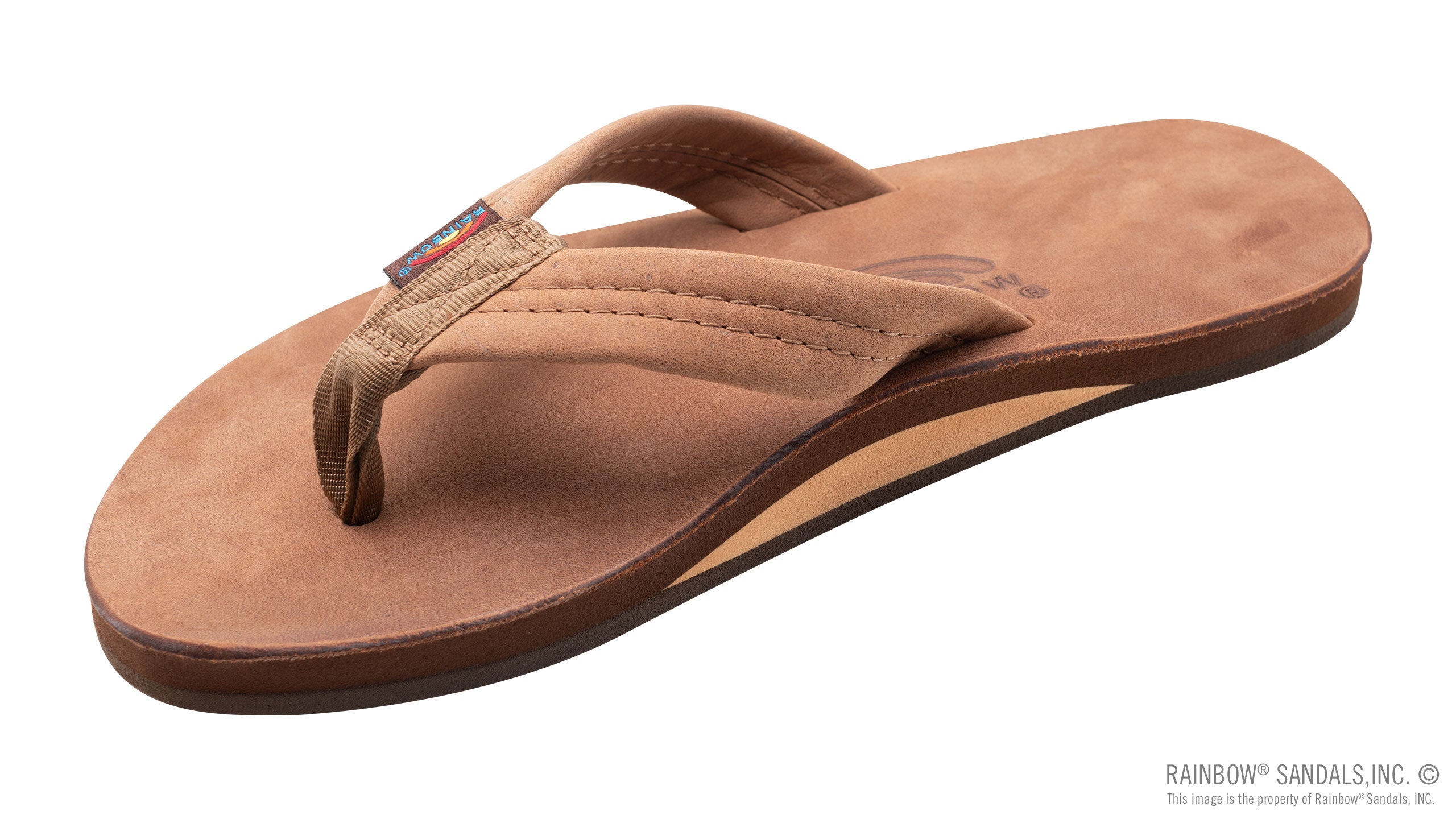 Rainbow Mens Luxury Leather Single Layer Thick Strap Sandal Footwear Rainbow Sandals Nogales Wood Small 7.5-8.5