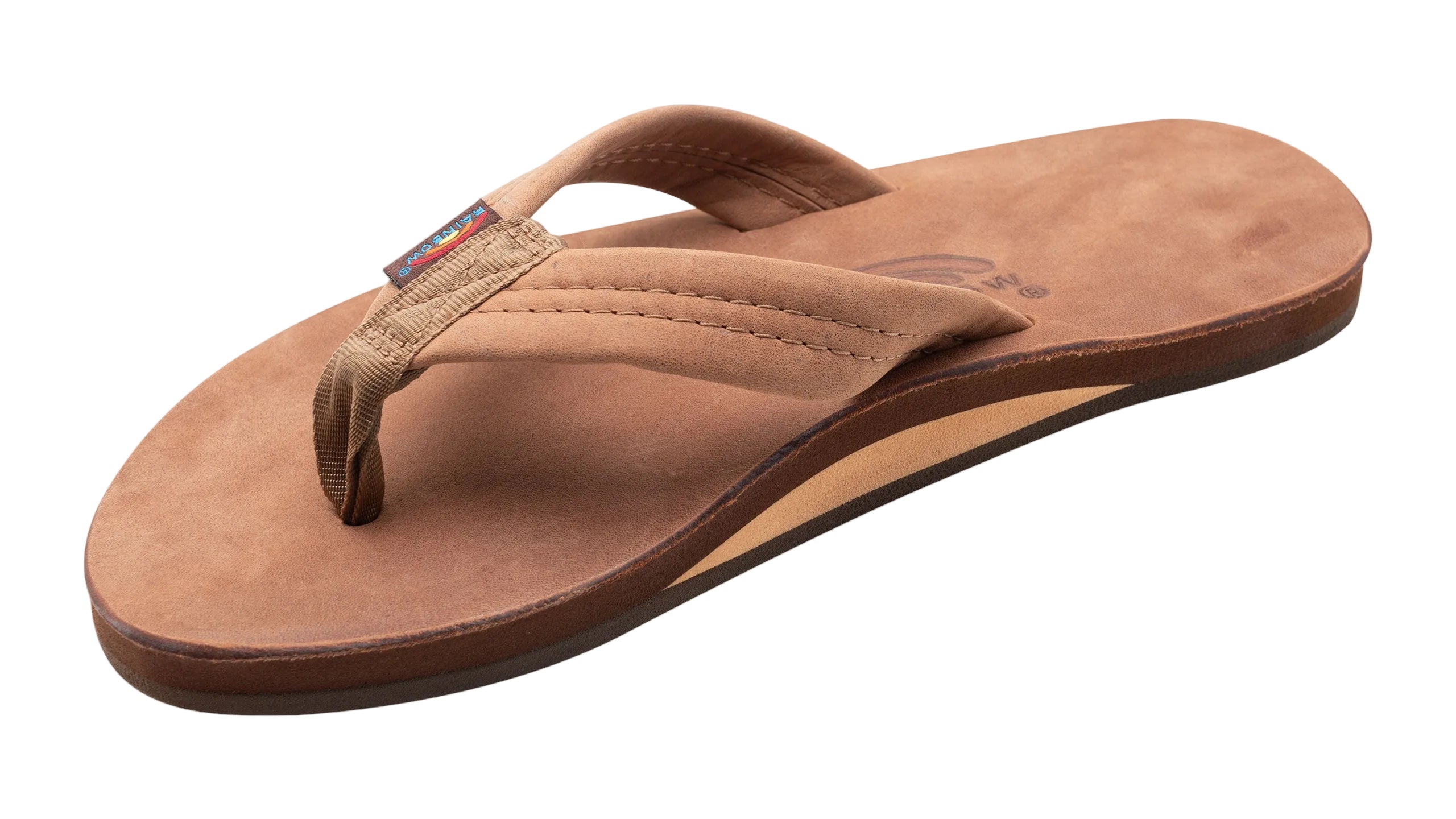 Rainbow Men's Luxury Leather Single Layer Thick Strap Sandal Footwear Rainbow Sandals Nogales Wood Small 7.5-8.5