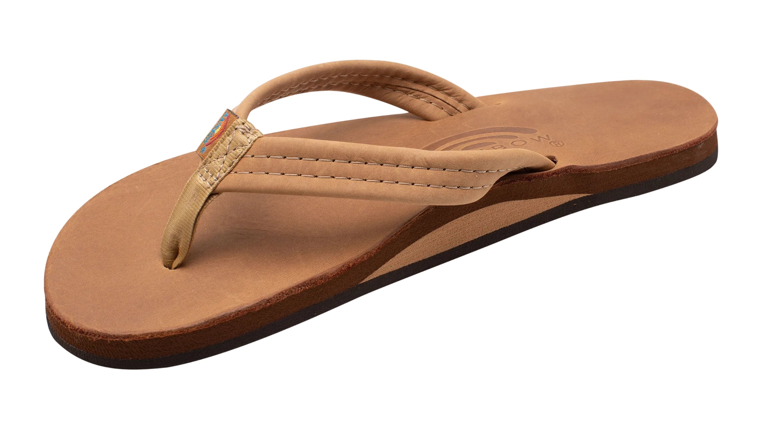 Rainbow Women's Luxury Leather Single Layer 3/4 Strap Sandal Footwear Rainbow Sandals Buckskin Small (5-6.5)