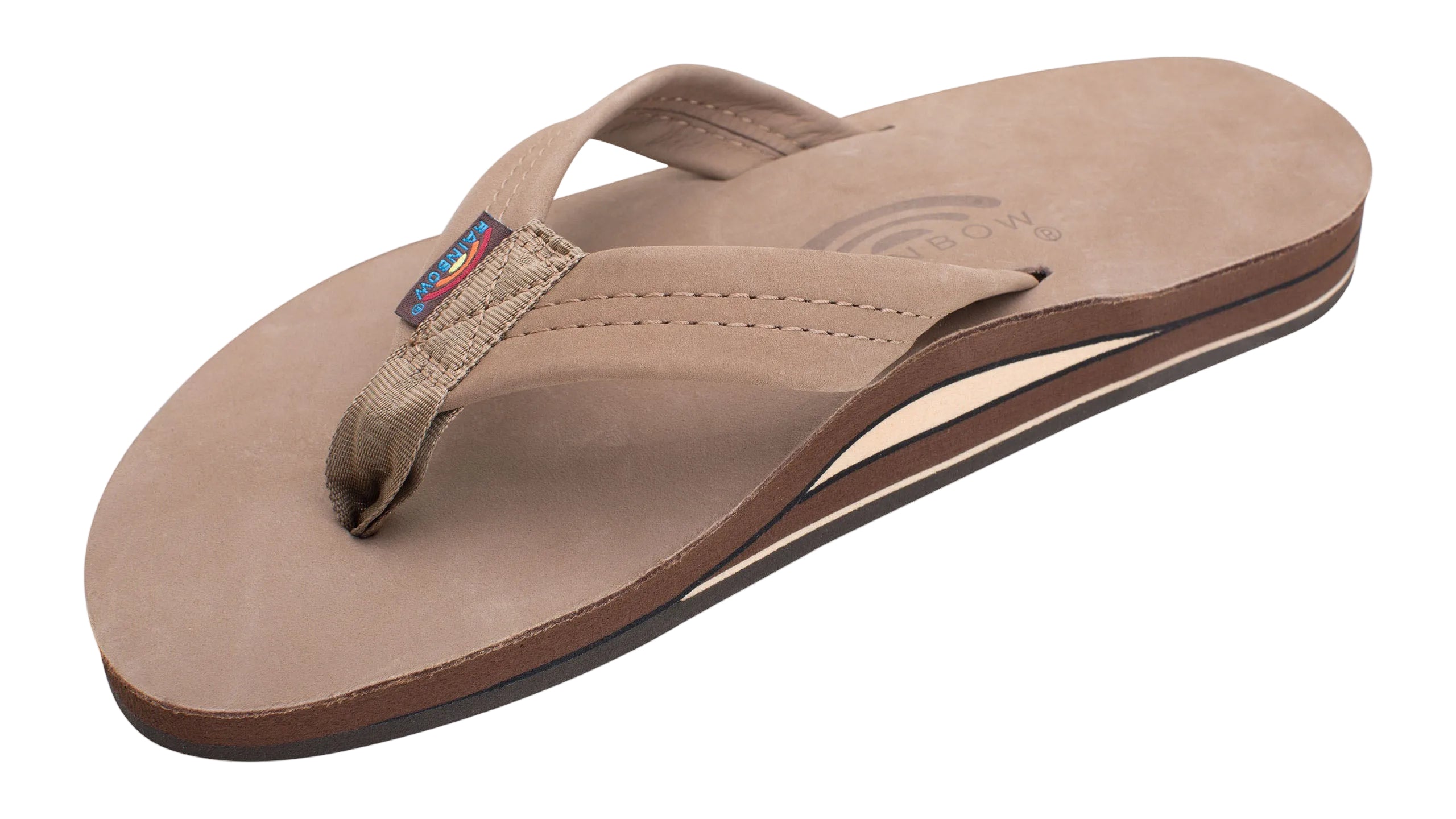 Rainbow Men's Double Layer Thick Strap Sandal Footwear Rainbow Sandals Dark Brown Small 7.5-8.5