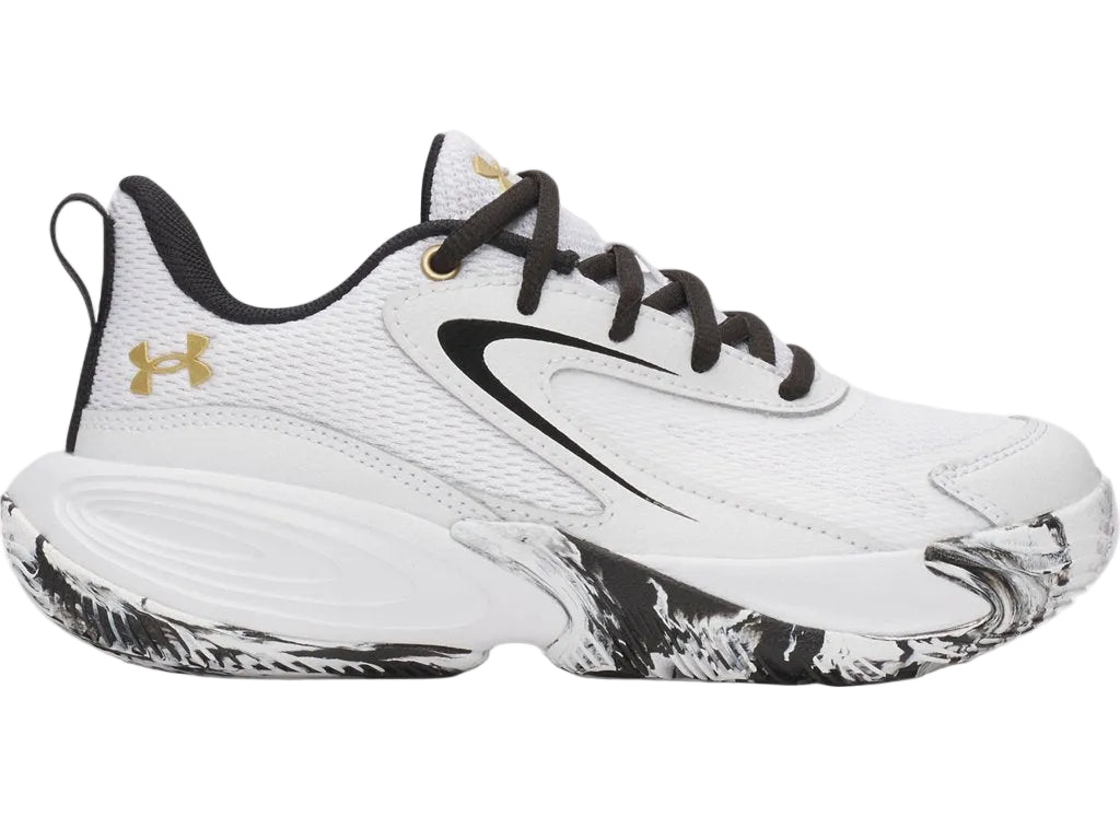 Under Armour Boys' Lockdown 8 (PS) Footwear Under Armour White/White/Metallic Gold-100 13