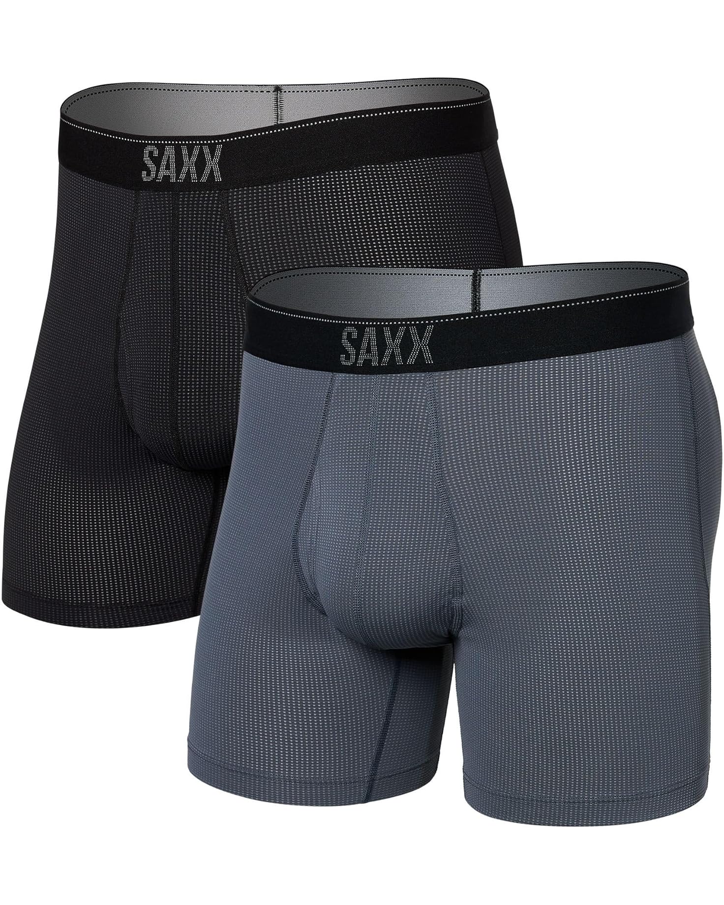 Saxx Mens Quest Quick Dry Mesh Boxer Brief 2 Pack Apparel SAXX Turbulence/Black Small