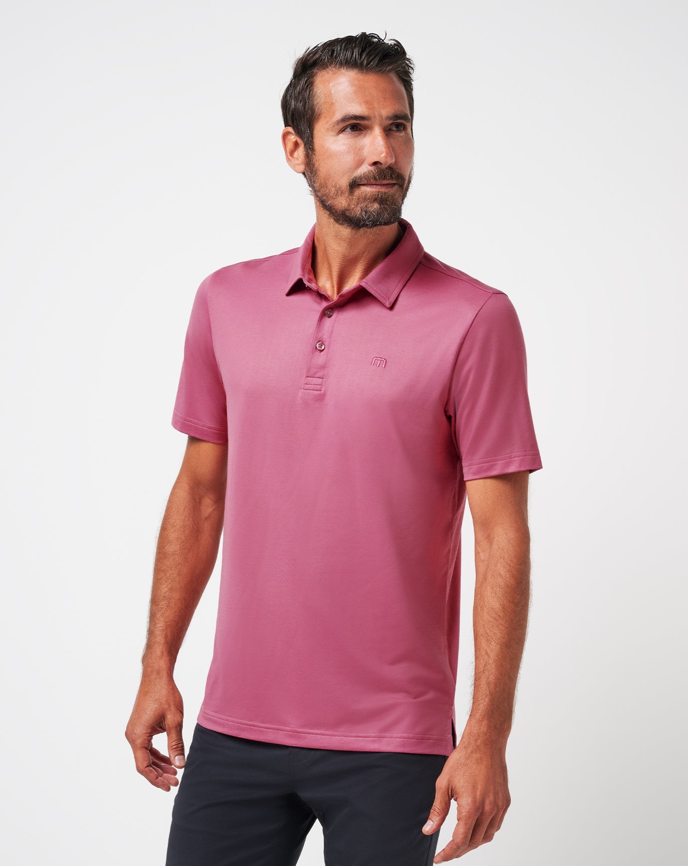 TravisMathew Men's Featherweight Performance Polo Apparel TravisMathew Rose Wine Small