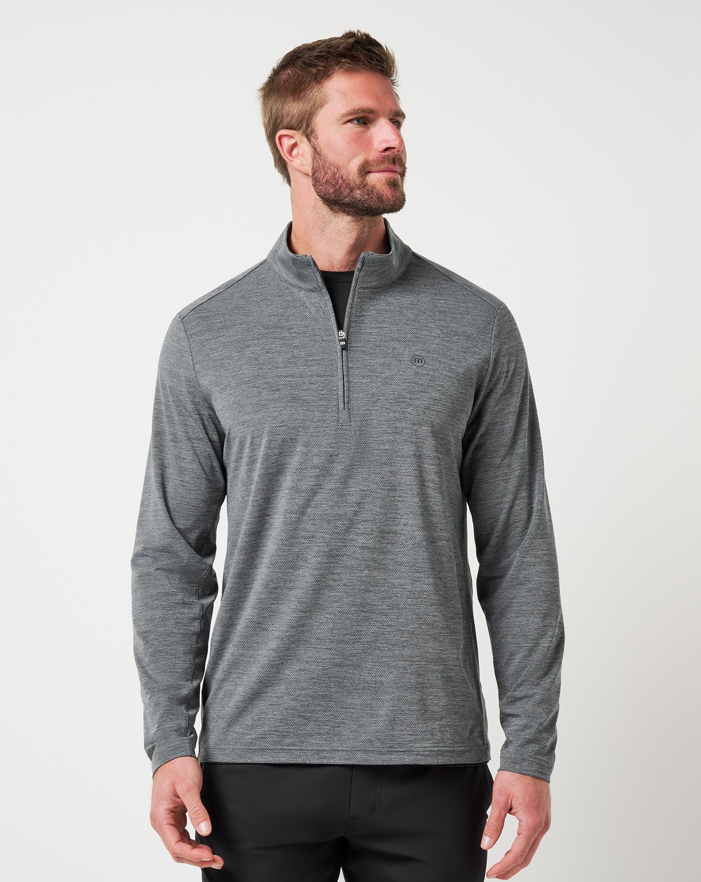 TravisMathew Men's Heater Pro Quarter Zip Apparel TravisMathew Heather Grey Small
