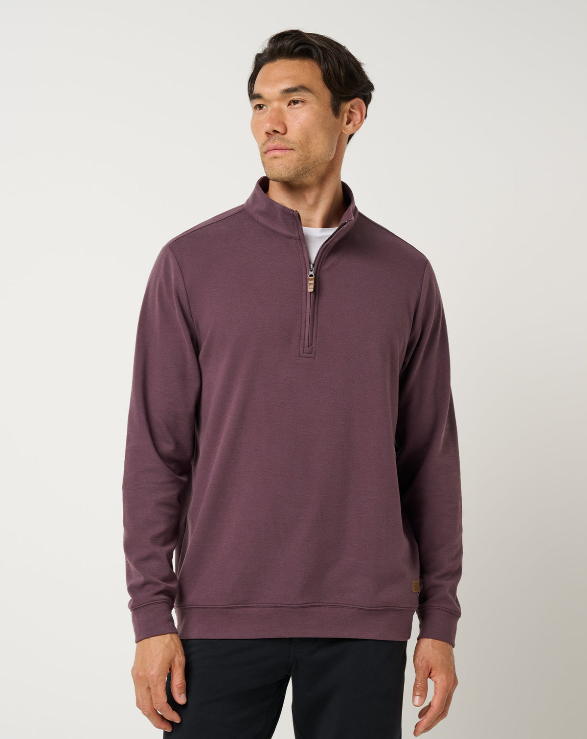 TravisMathew Men's Cloud Sweater Quarter Zip Apparel TravisMathew Raisin Small