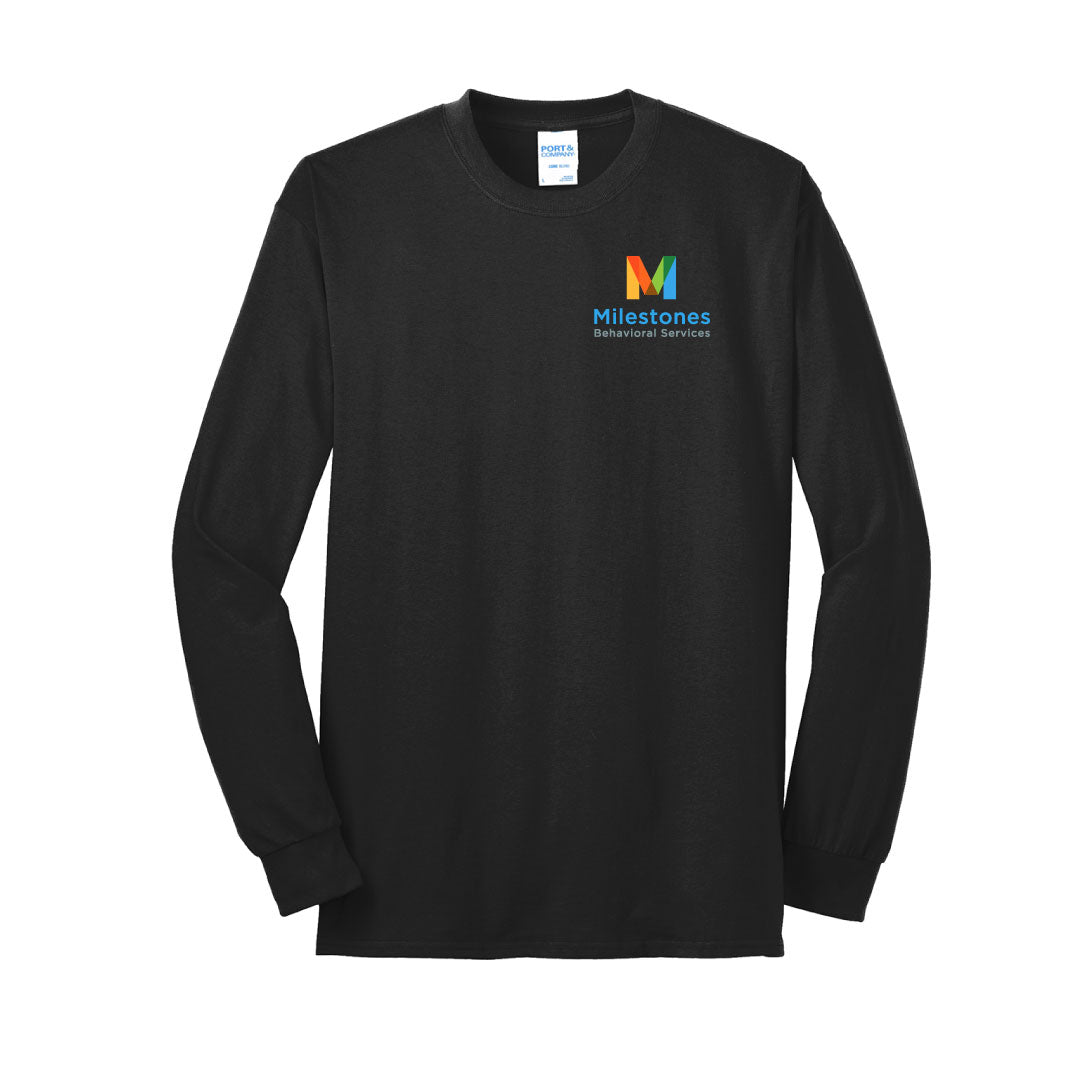Milestones Cotton Long Sleeve Logowear Milestones Behavioral Services Black Mens S