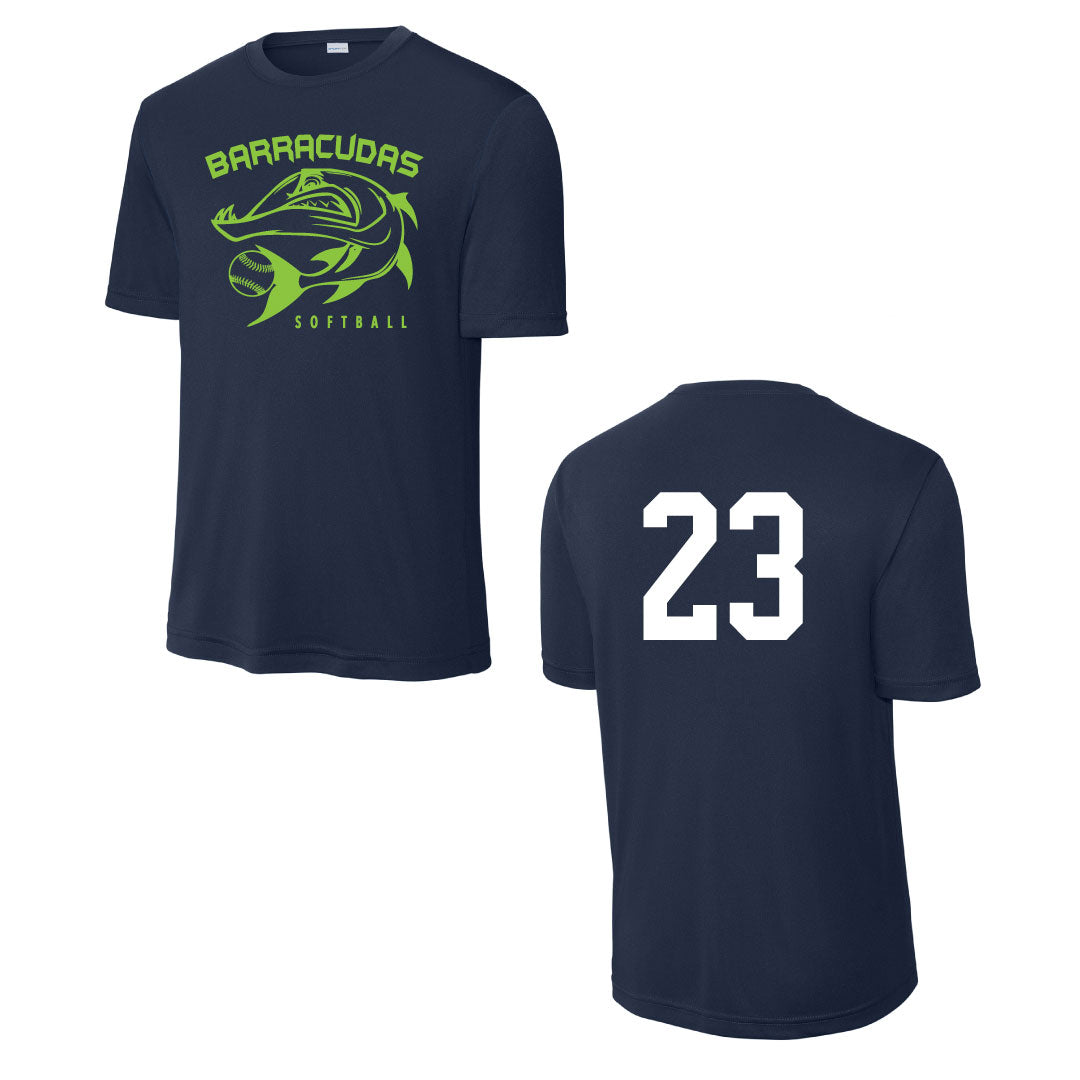 Barracudas Softball Performance Practice Tee Logowear Barracudas Navy Youth XS