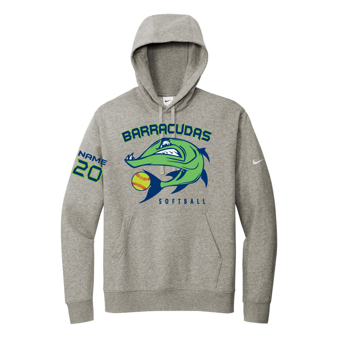 Barracudas Softball Nike Hooded Sweatshirt Logowear Barracudas Grey Barracuda Adult S