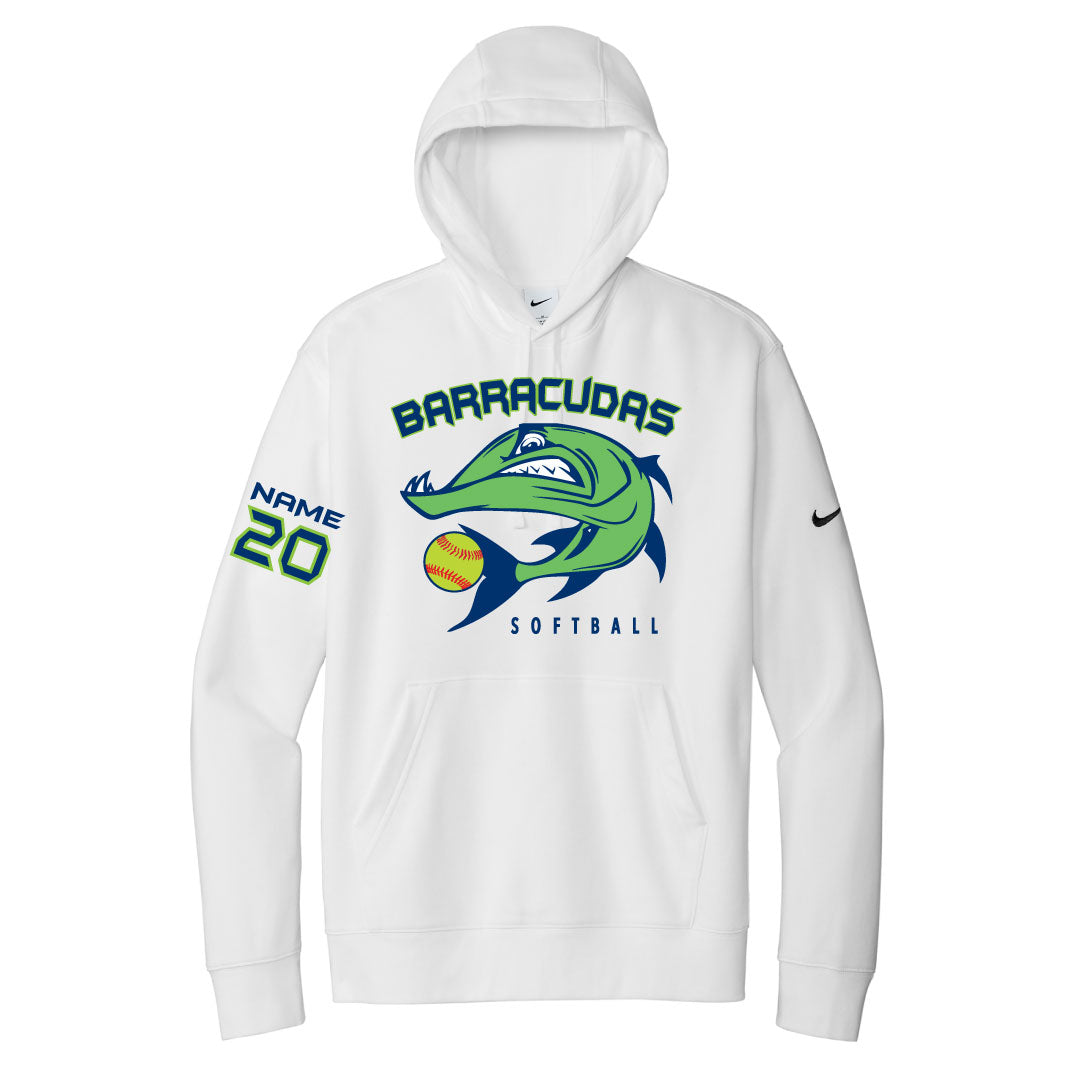 Barracudas Softball Nike Hooded Sweatshirt Logowear Barracudas White Barracuda Adult S