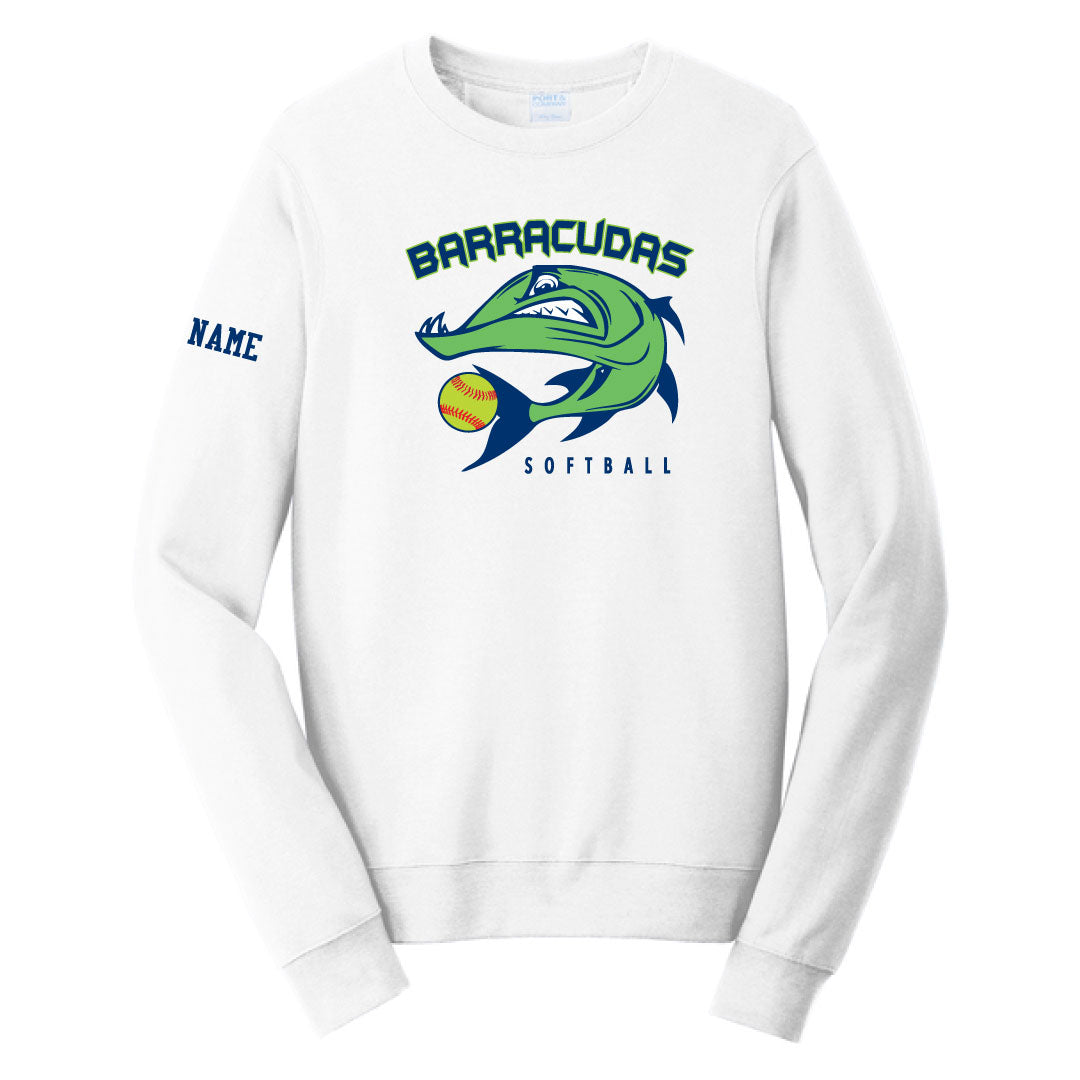 Barracudas Softball Crewneck Sweatshirt Logowear Barracudas White Barracuda Youth XS