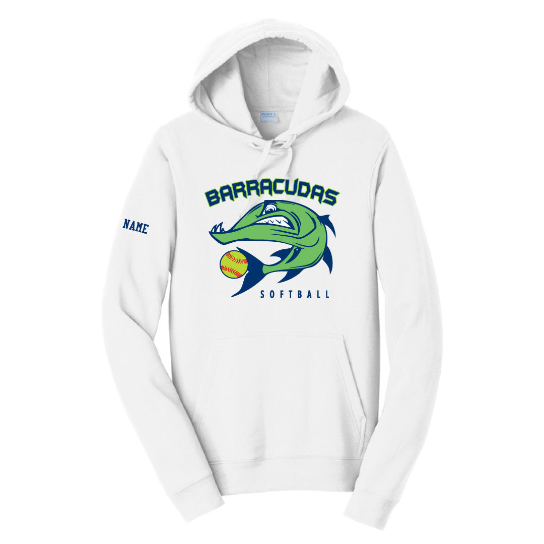 Barracudas Softball Hooded Sweatshirt Logowear Barracudas White Barracuda Youth S
