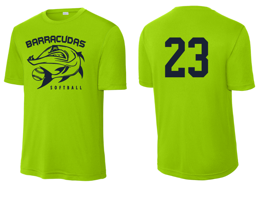 Barracudas Softball Performance Practice Tee Logowear Barracudas Lime Youth XS