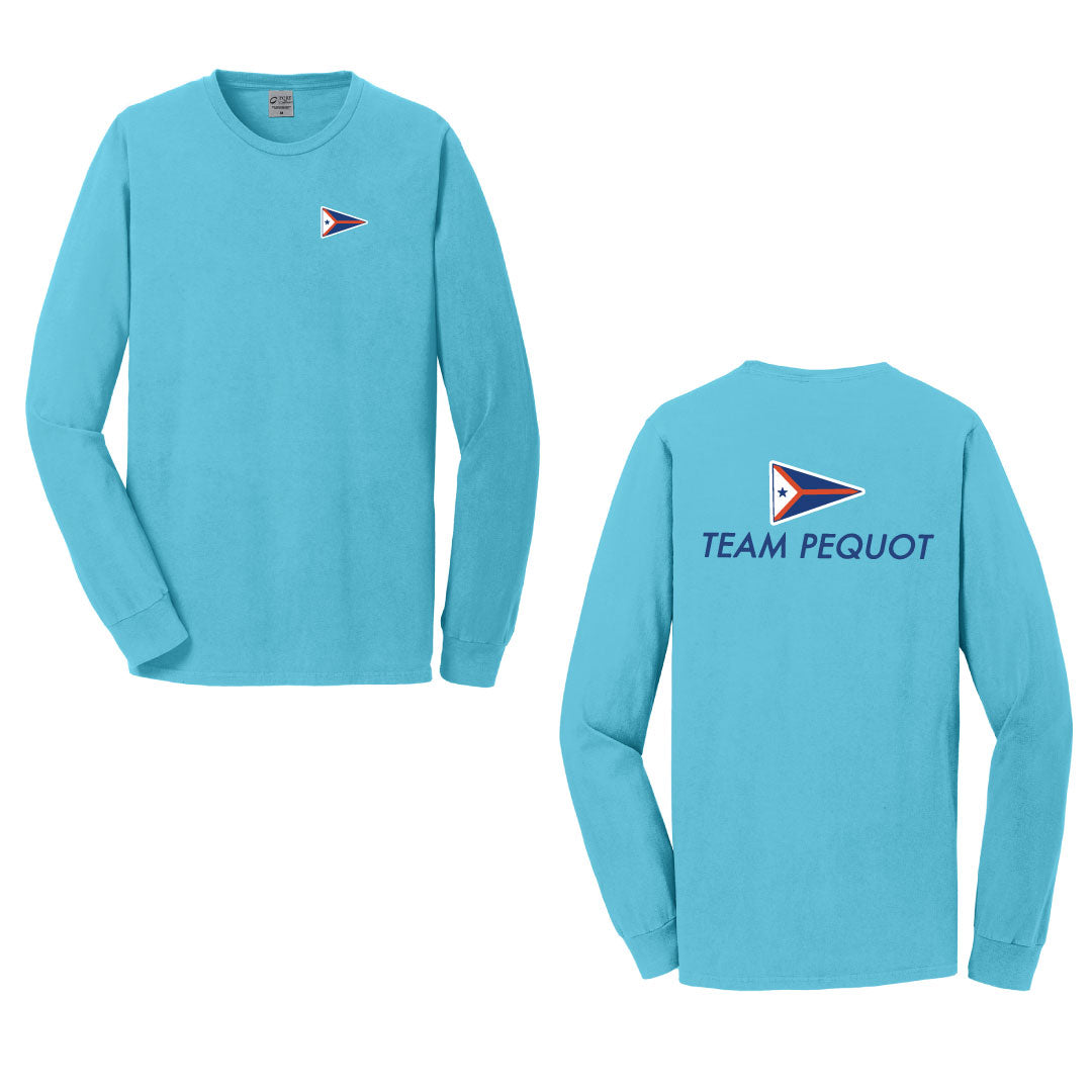 PYC Beach Washed Cotton Long Sleeve Logowear Pequot Yacht Club Tidal Wave Adult S