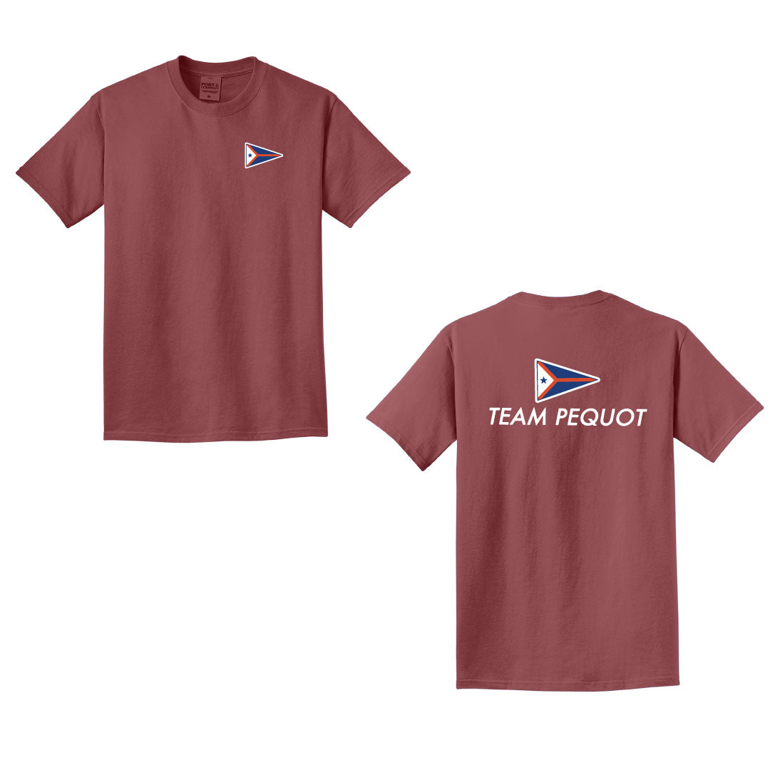 PYC Beach Washed Cotton Short Sleeve Logowear Pequot Yacht Club Brick Adult S