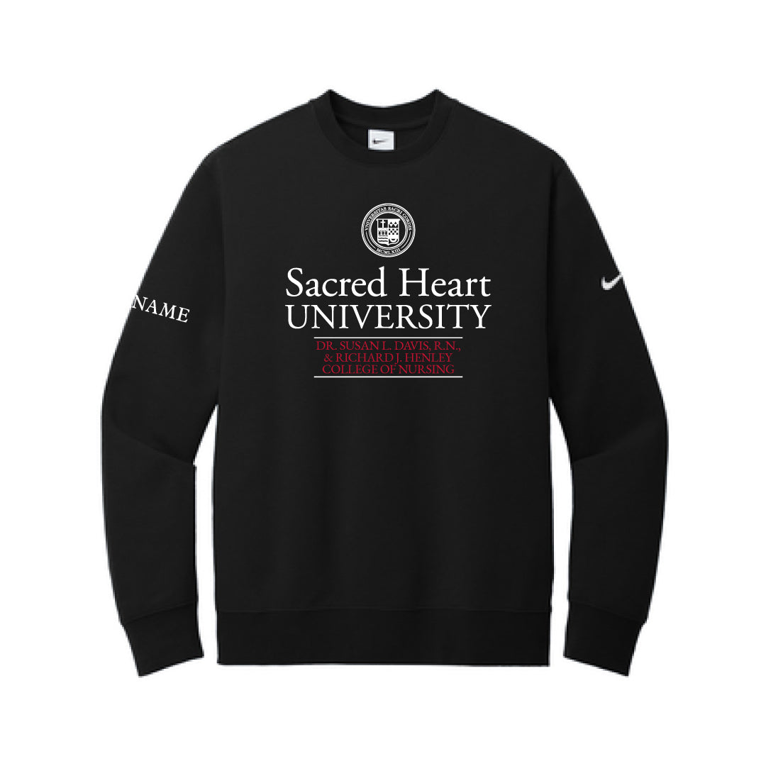 SHU SNA Nike Crew Sweatshirt Logowear SHU Student Nurses' Association Black Adult S