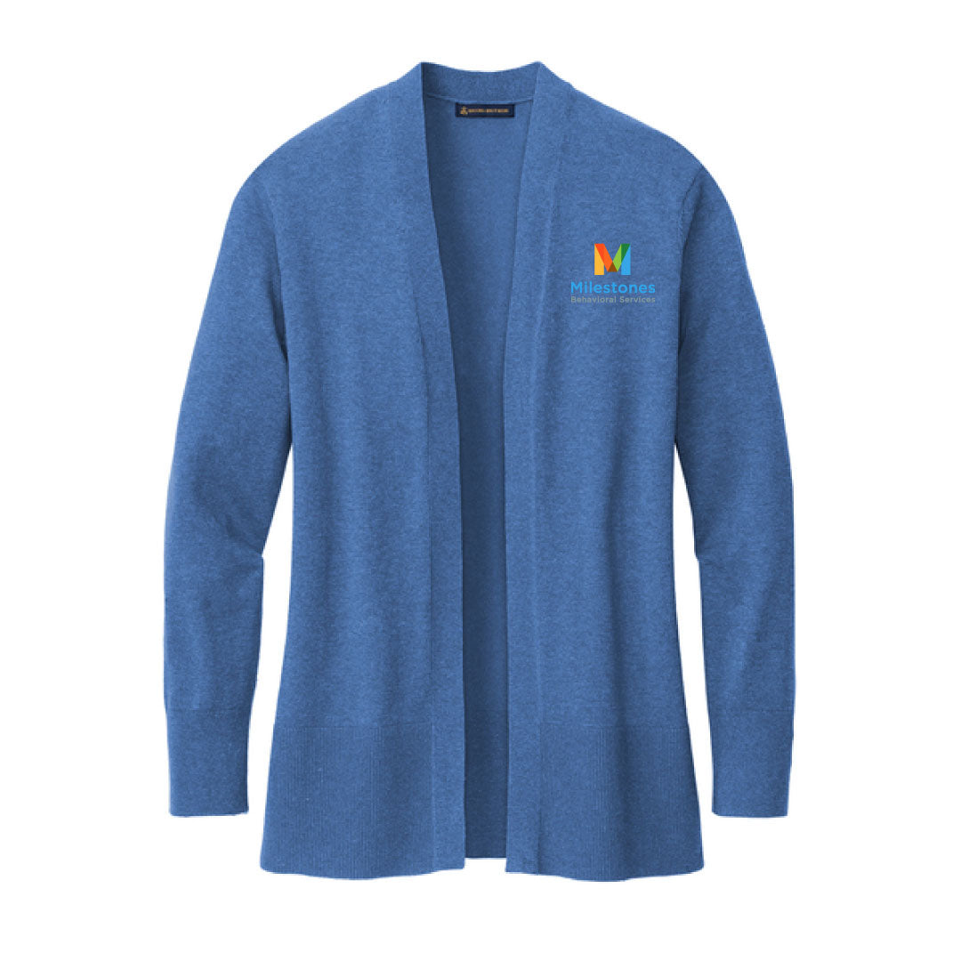 Milestones Brooks Brothers® Women’s Cotton Stretch Long Cardigan Sweater Logowear Milestones Behavioral Services Blue Heather Ladies XS