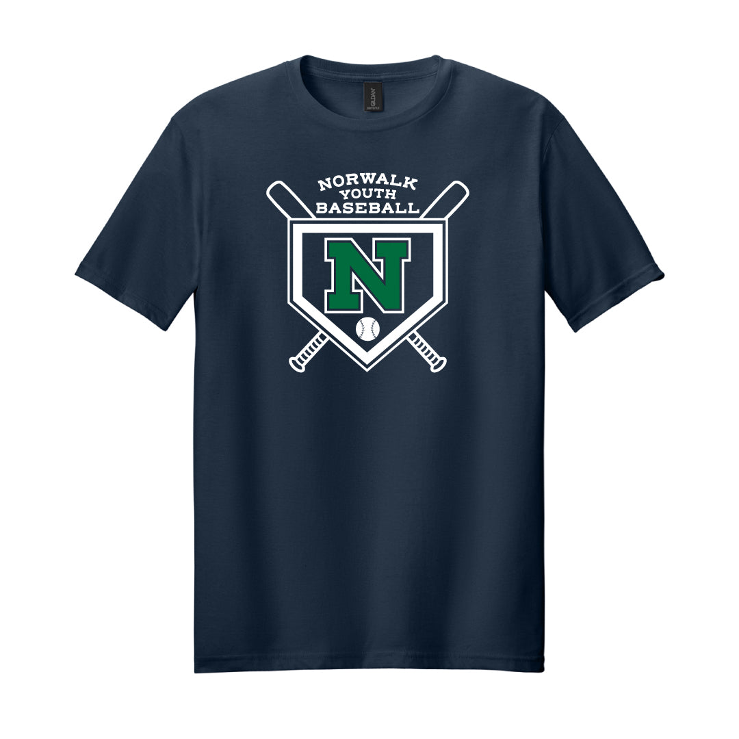 NYB Soft Style Cotton Tee Logowear Norwalk Youth Baseball Navy Youth S
