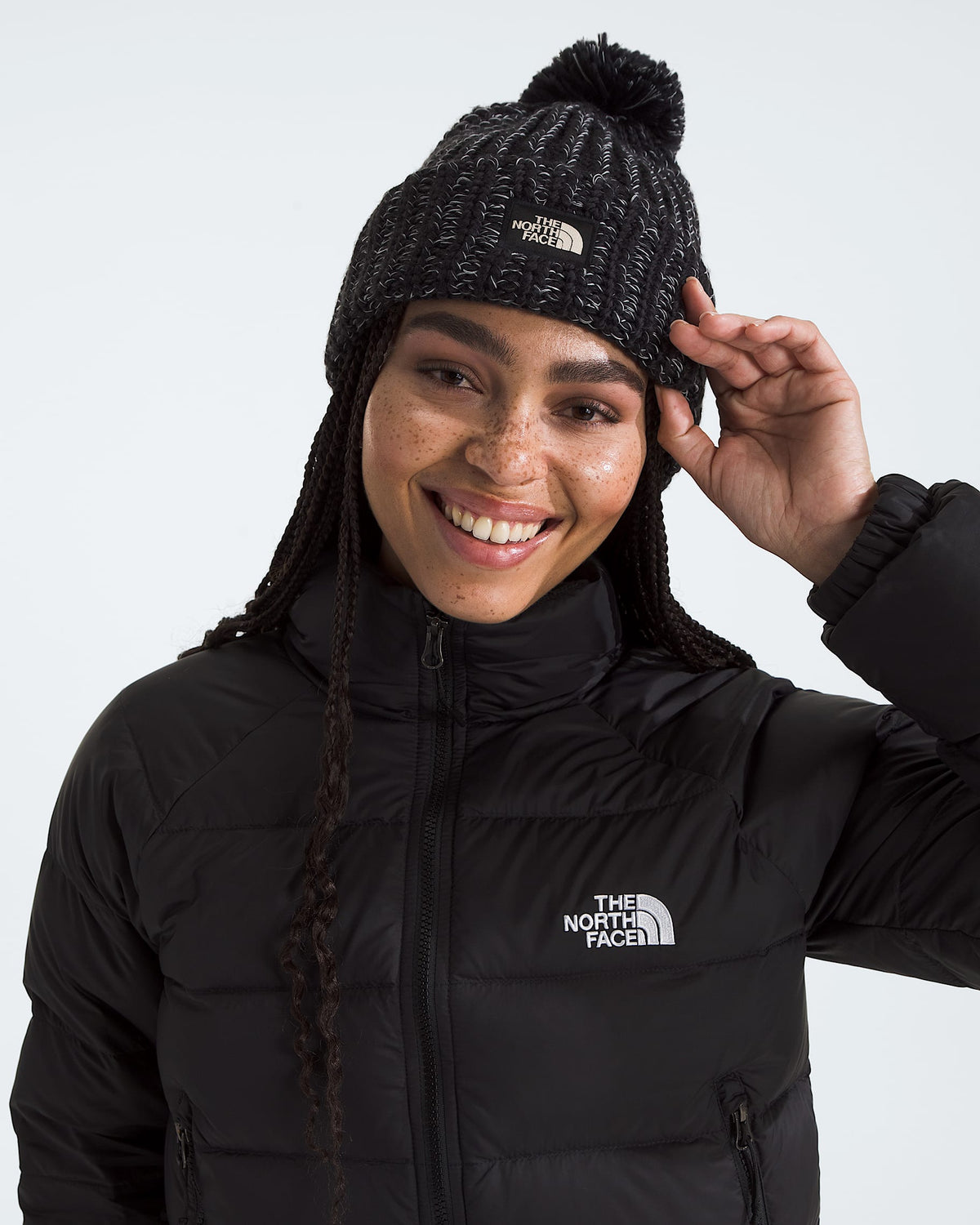 The North Face Cozy Chunky Cabin Beanie Accessories North Face TNF Black/White Dune-VOR