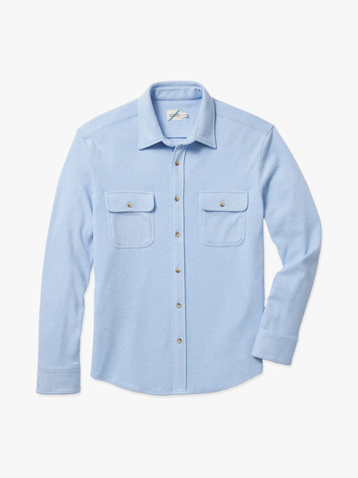 Fair Harbor Mens The Dunewood Flannel Apparel Fair Harbor Light Blue Twill-429 Small