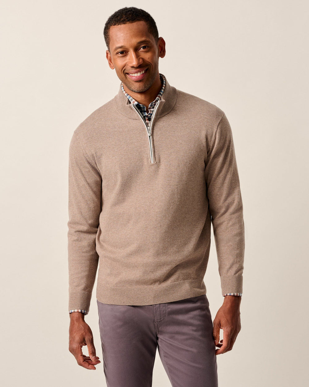 Johnnie-O Men's Desmond Plaited Cotton Blend 1/4 Zip Sweater