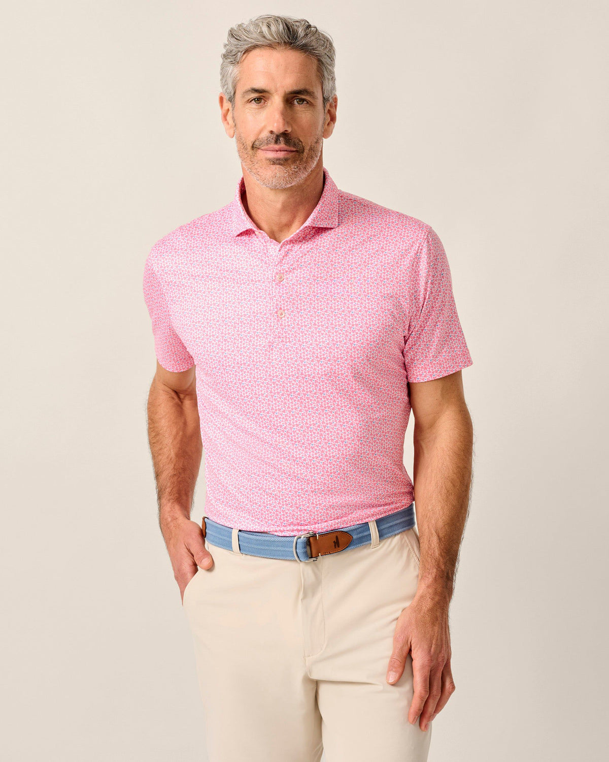 Johnnie-O Men's Four Leaf Featherweight Performance Polo Apparel Johnnie-O Azalea Small