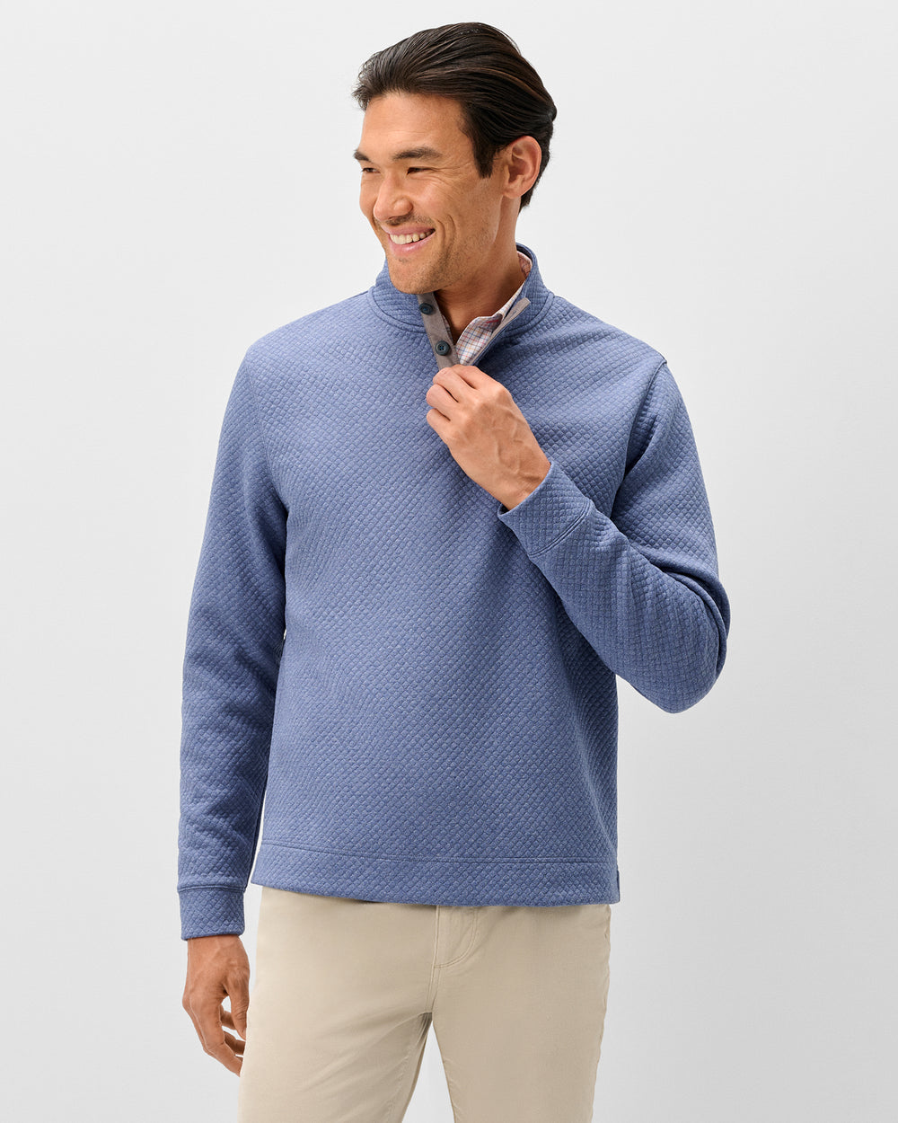 Johnnie-O Men's Rockwells Diamond-Quilted Henley Pullover Apparel Johnnie-O Laguna Blue Small