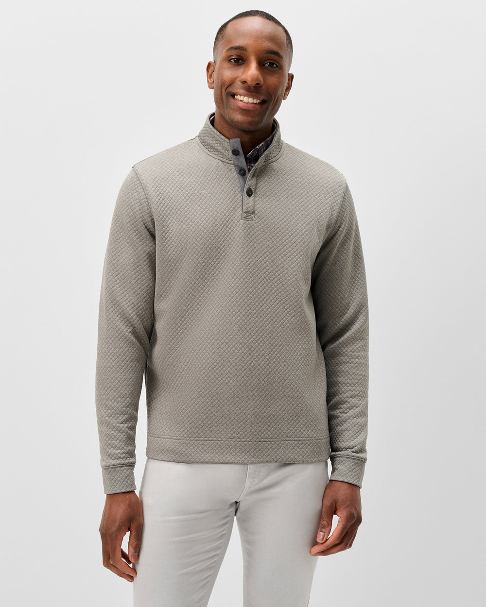 Johnnie-O Men's Rockwells Diamond-Quilted Henley Pullover Apparel Johnnie-O Smoke Small