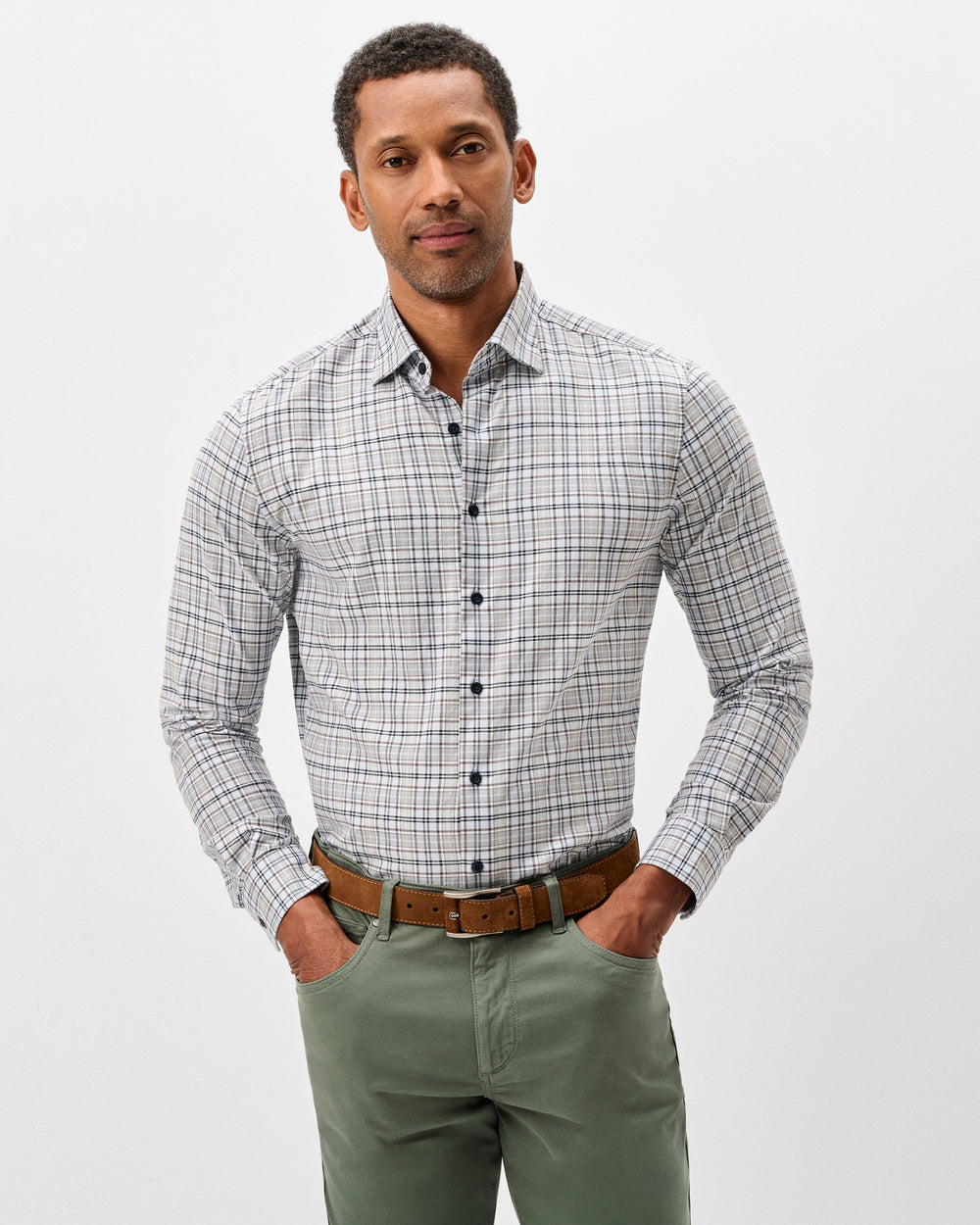 Johnnie-O Men's Tahoe Plaid Pane Performance Flannel Button Down Shirt