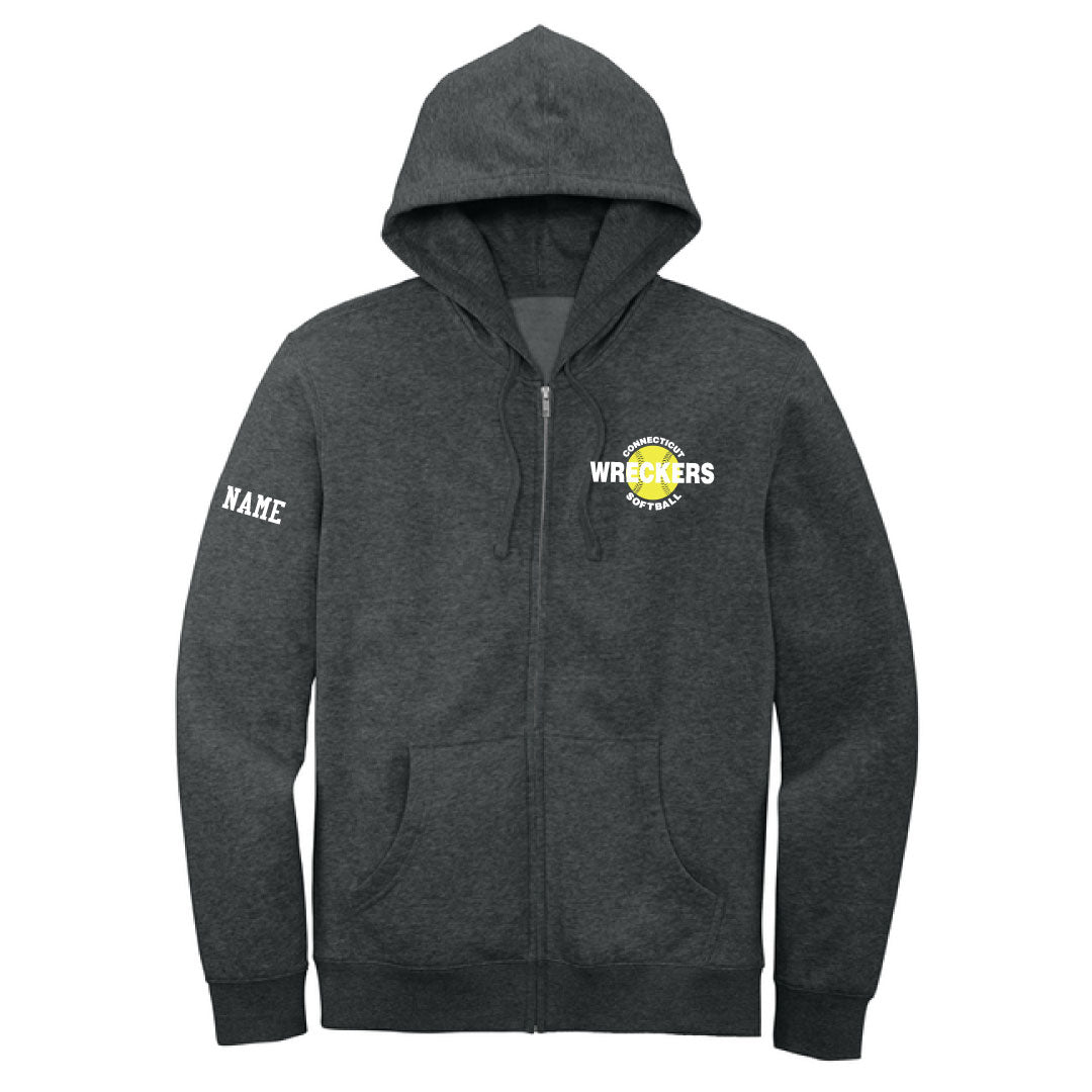 CT Wreckers Softball Hooded Full Zip Sweatshirt Logowear CT Wreckers Heather Charcoal Adult XS