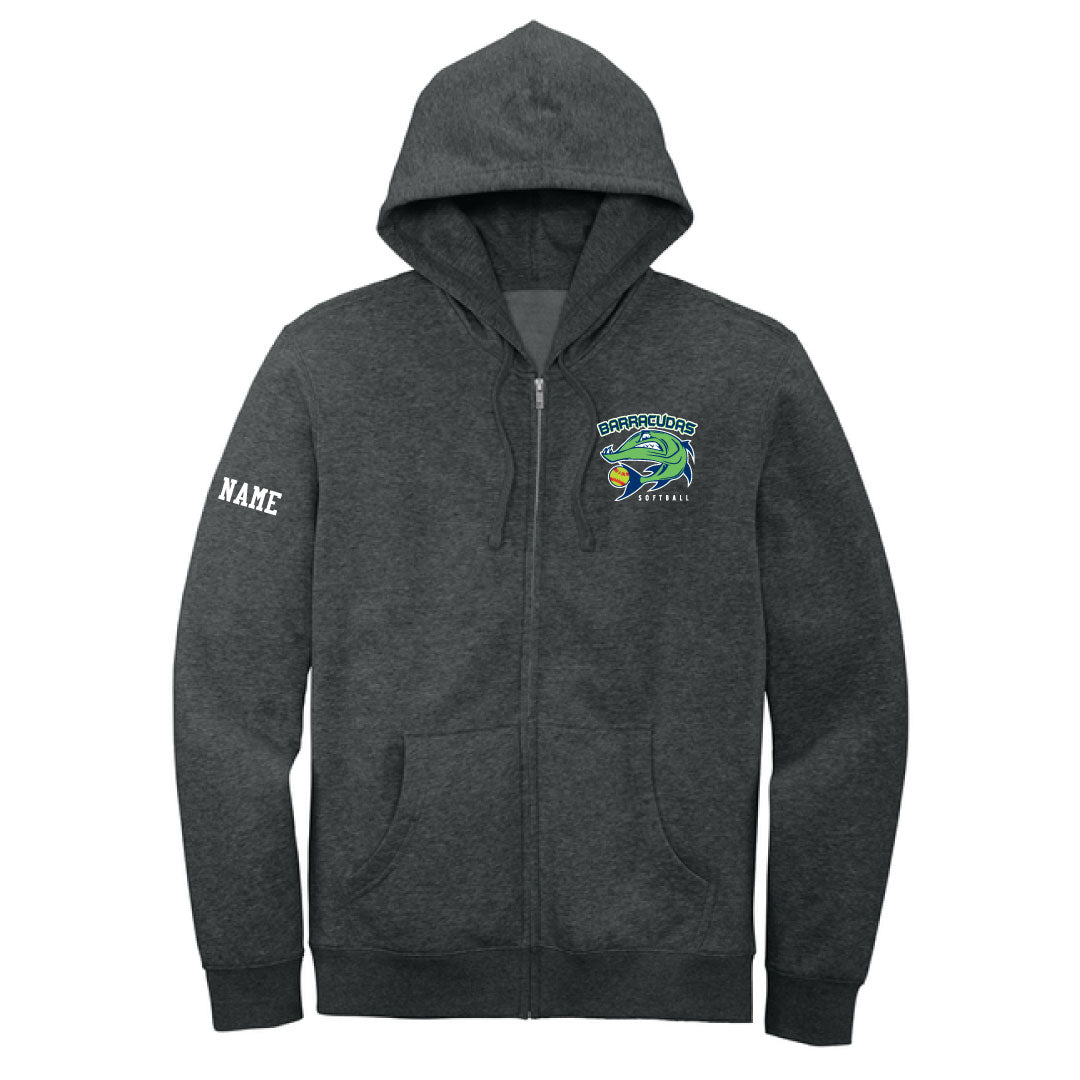 Barracudas Softball Full Zip Hooded Sweatshirt Logowear Barracudas Heather Charcoal Youth S