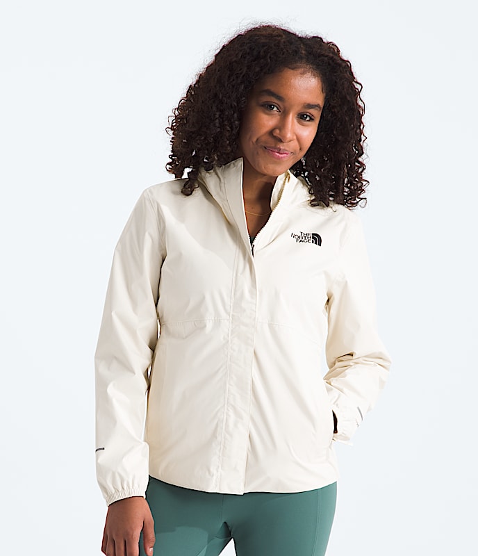The North Face Girls' Antora Rain Jacket Apparel North Face White Dune/White Dune-3IE XSmall