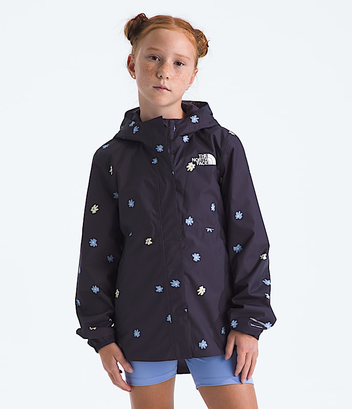 The North Face Girls' Antora Rain Jacket - Print Apparel North Face Endless Dusk Simple Floral Print-JX9 XSmall