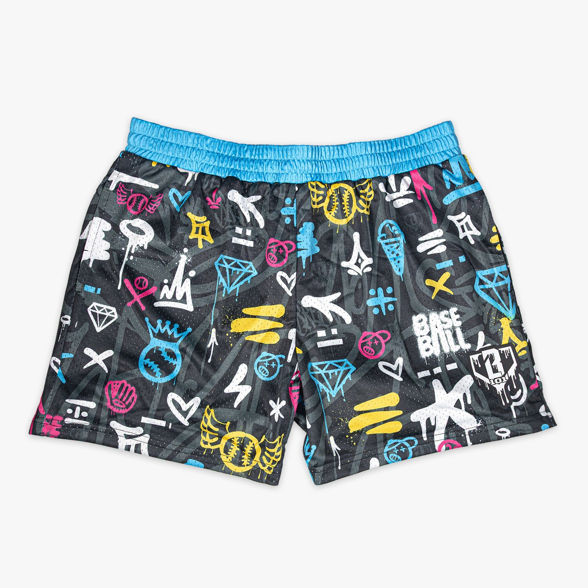 Baseball 101 Youth Graffiti Drip Shorts Apparel Baseball Lifestyle 101 Black Youth Small