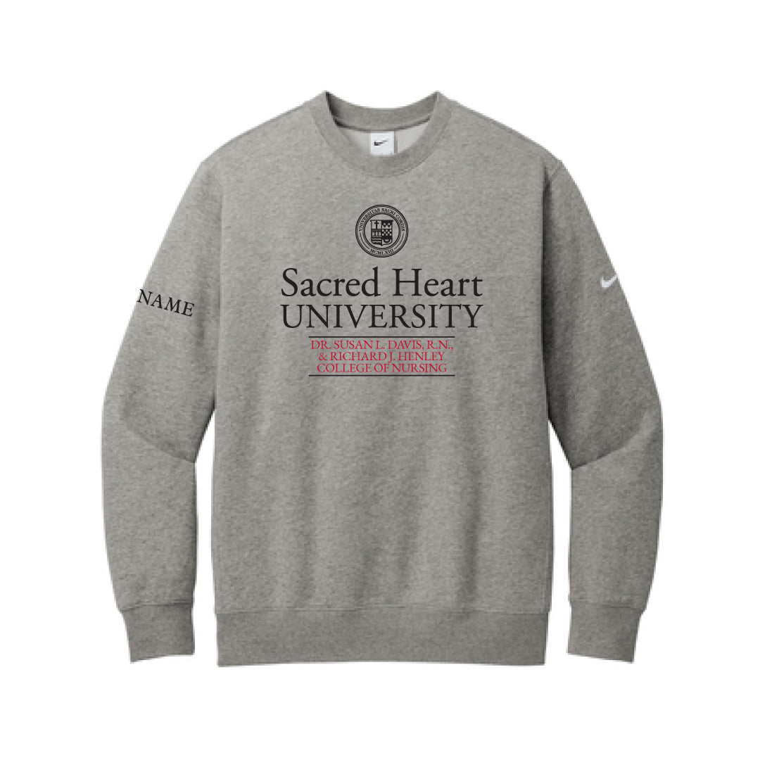 SHU SNA Nike Crew Sweatshirt Logowear SHU Student Nurses' Association Grey Adult S