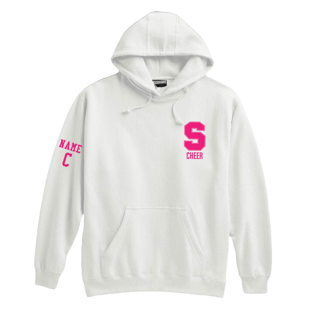 Staples Cheer Hooded Sweatshirt Logowear Staples Cheerleading White Pink Embroidery Adult XS