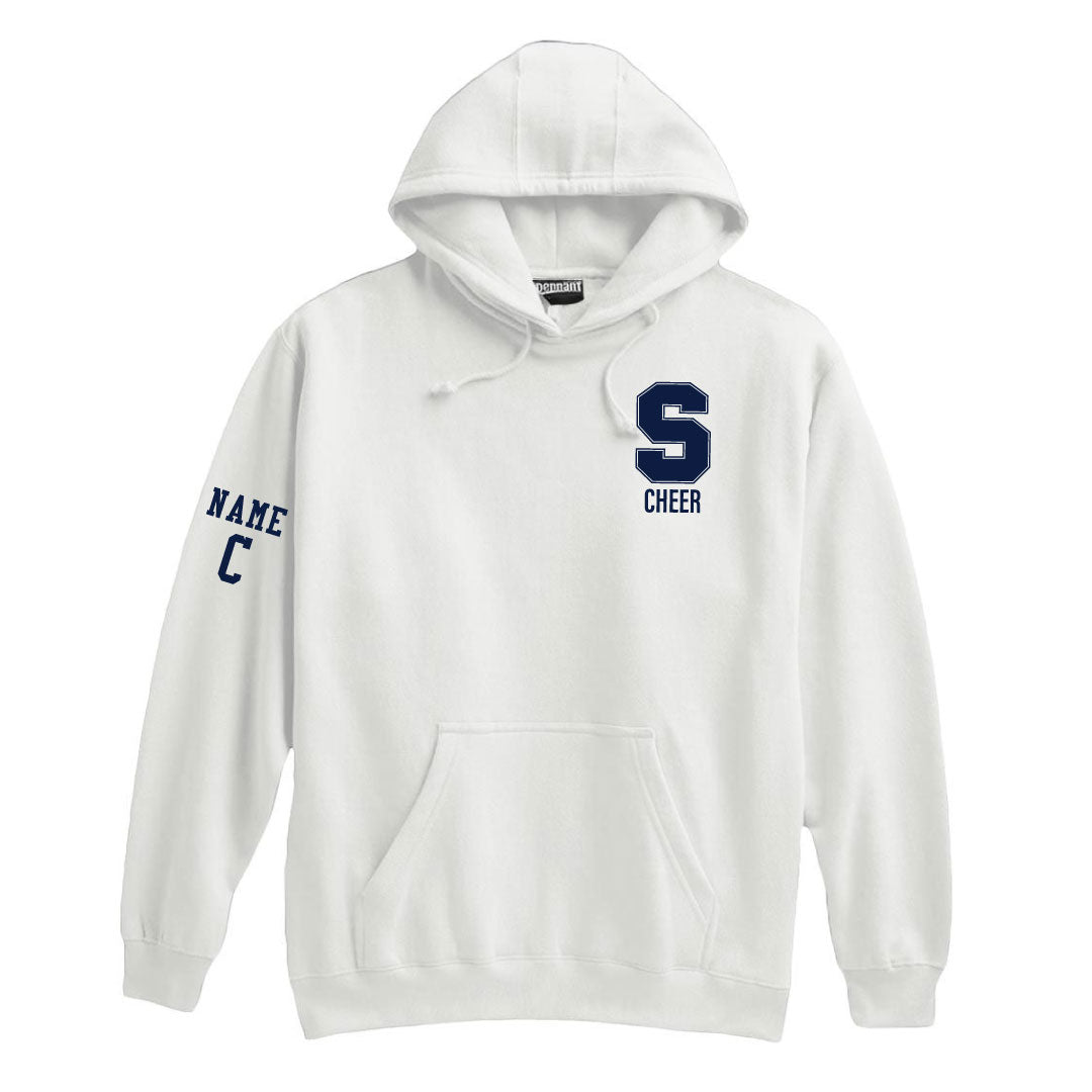 Staples Cheer Hooded Sweatshirt Logowear Staples Cheerleading White Navy Embroidery Adult XS