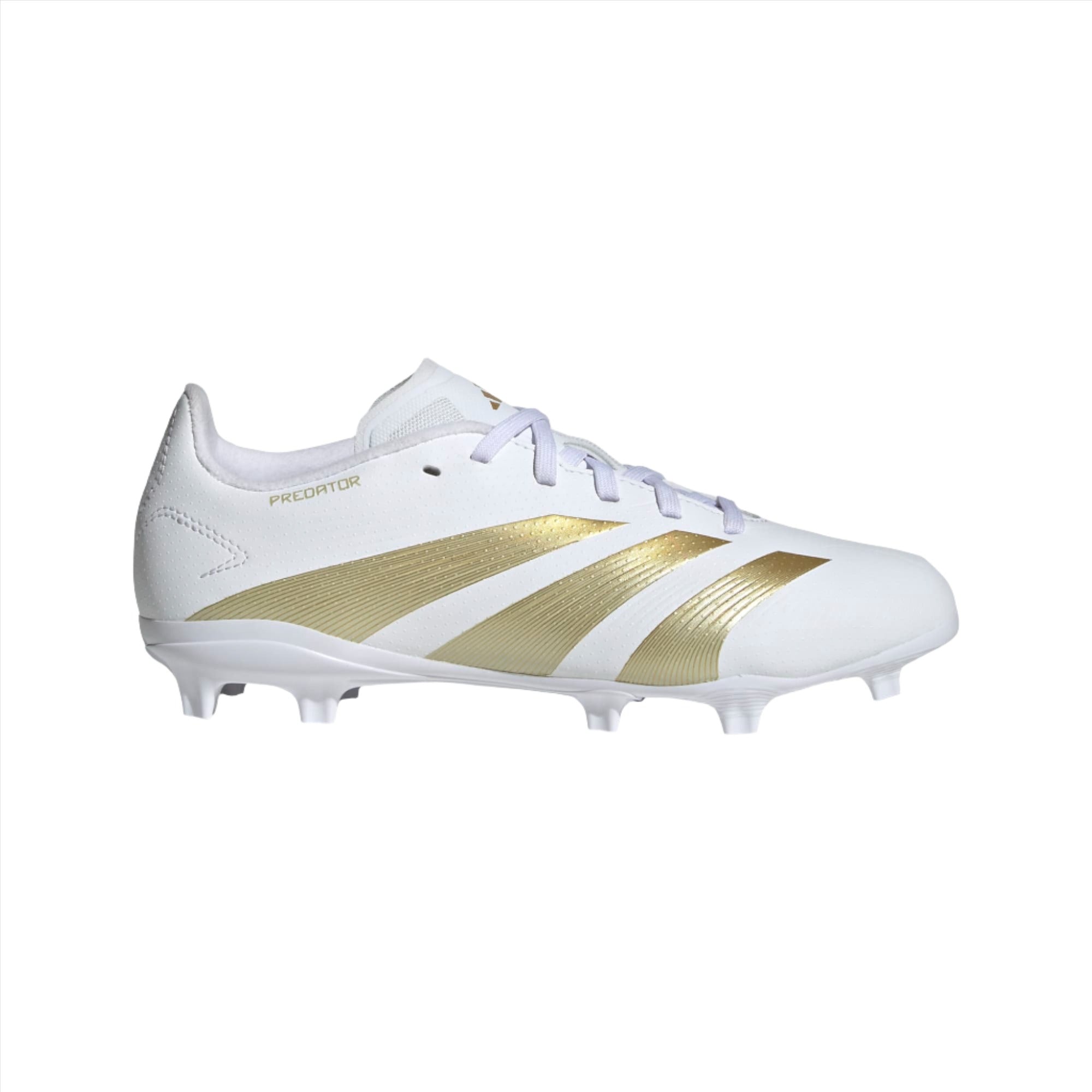 adidas kids' Predator League FG J Soccer Cleat Footwear Adidas Footwear White/Gold Metallic/Sabe-IF6355 13