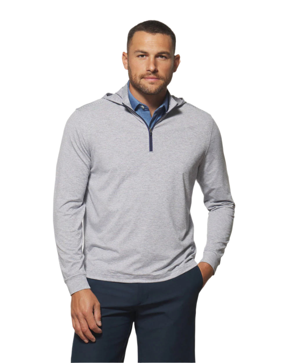 Johnnie-O Men's Hybrid Performance 1/4 Zip Hoodie Apparel Johnnie-O Heather Twilight Small