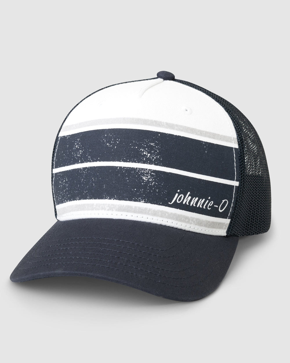 Johnnie-O Classic Striped Trucker Hat Accessories Johnnie-O Navy