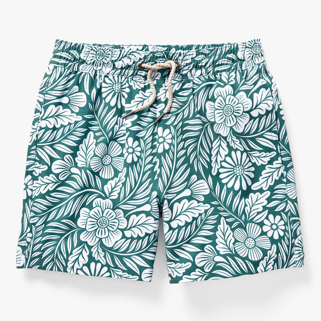 Fair Harbor Boys' Bayberry Trunk Apparel Fair Harbor Green Hawaiian Floral Youth Small