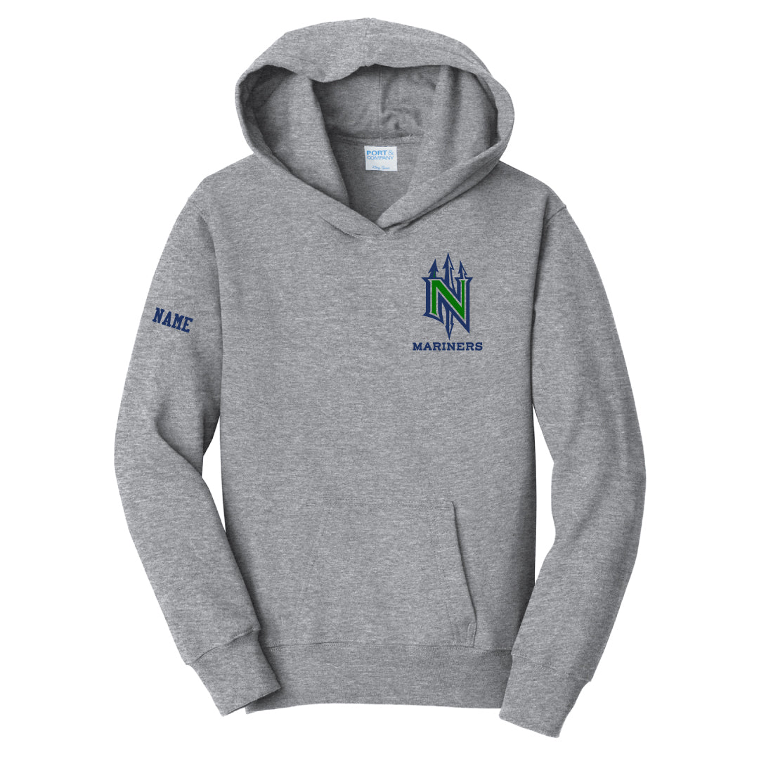 NYB Mariners Hooded Sweatshirt- Left Chest Logowear Norwalk Youth Baseball Grey Youth S