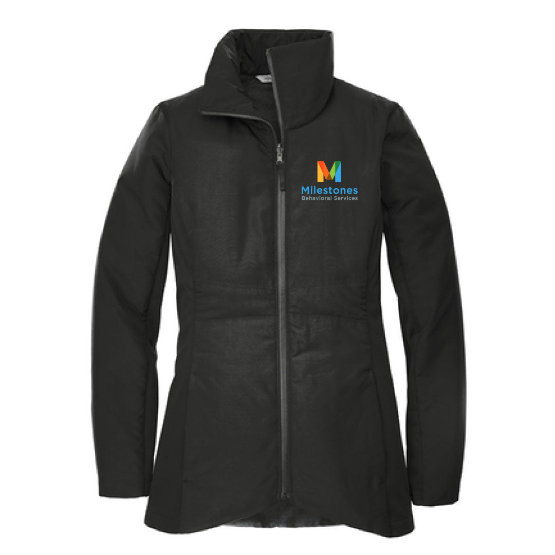 Milestones Insulated Jacket Logowear Milestones Behavioral Services Black Ladies XS